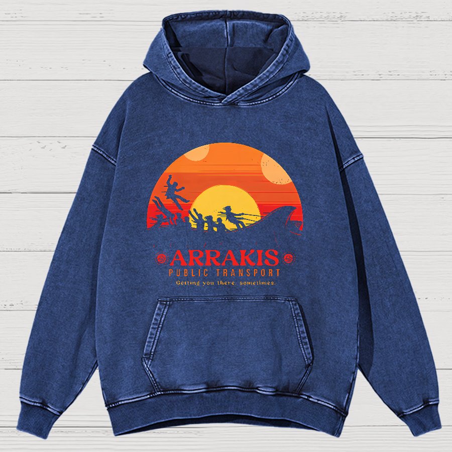Mystic Land Getting You There Sometimes Vintage Distressed Hoodie