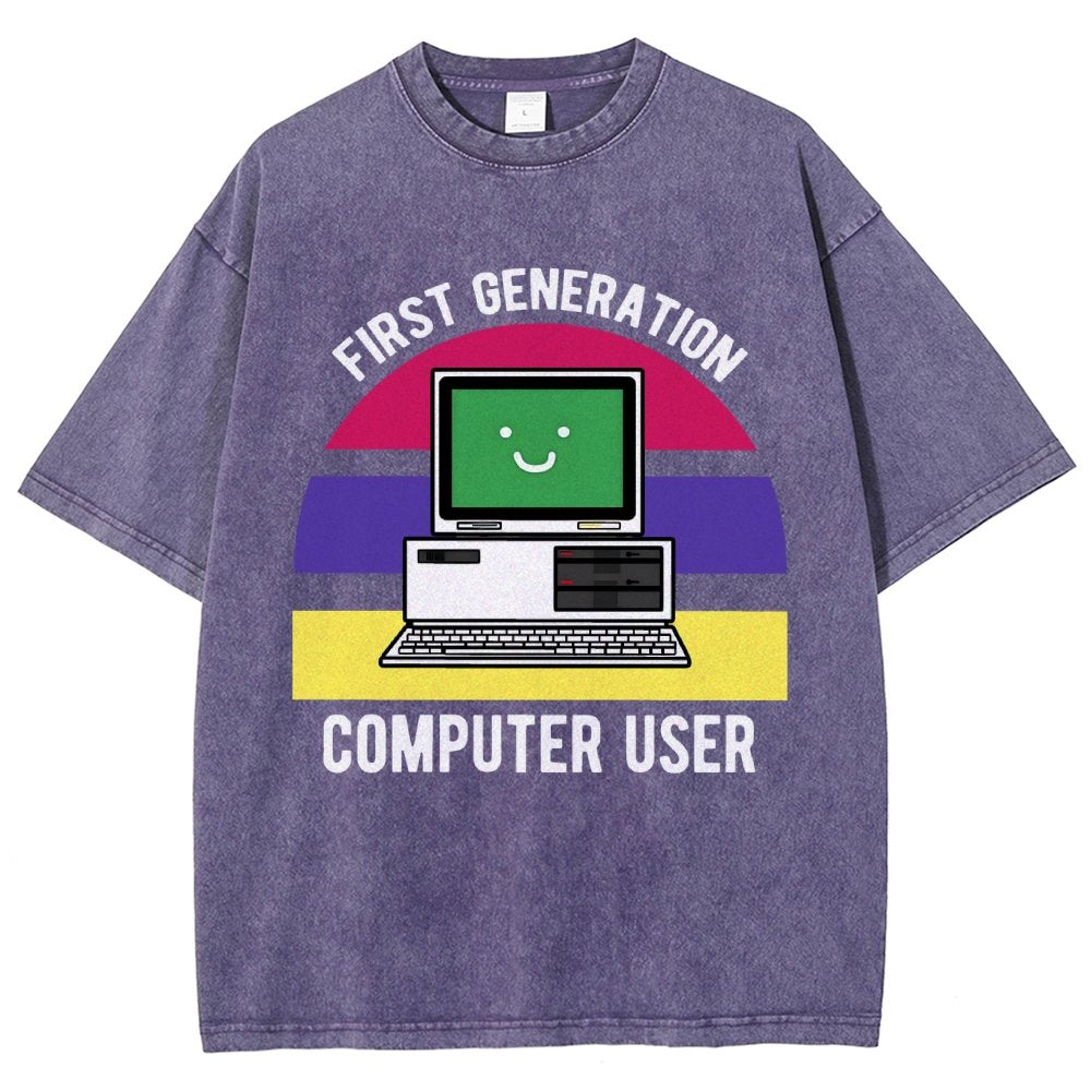 First Generation Computer User Vintage Distressed T-shirt