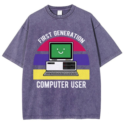 First Generation Computer User Vintage Distressed T-shirt