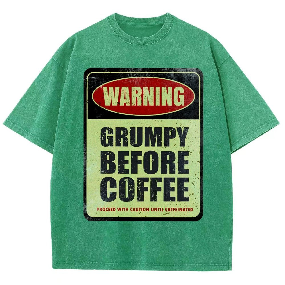 Grumpy Before Coffee Vintage Distressed T-shirt 2412001060
