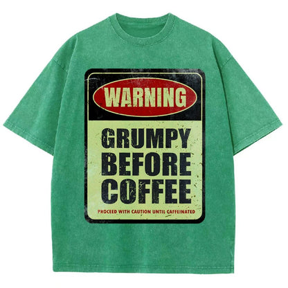 Grumpy Before Coffee Vintage Distressed T-shirt 2412001060