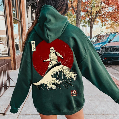 Cosmic Wave Printed Back Unisex Cotton Hoodie