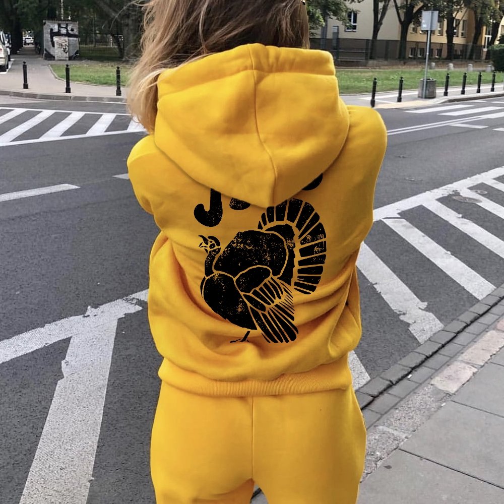 Jive Turkey Printed Back Unisex Cotton Hoodie