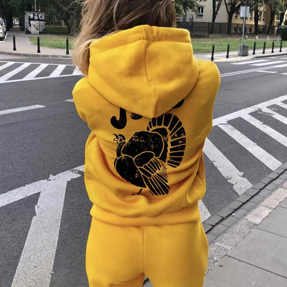 Jive Turkey Printed Back Unisex Cotton Hoodie