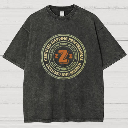 Certified Napping Professional Vintage Distressed T-shirt