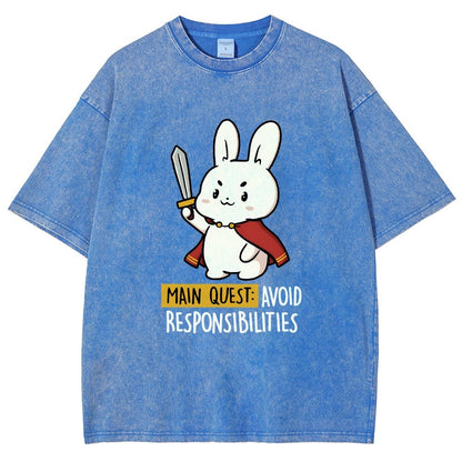 Main Quest Avoid Responsibilities Vintage Distressed T-shirt