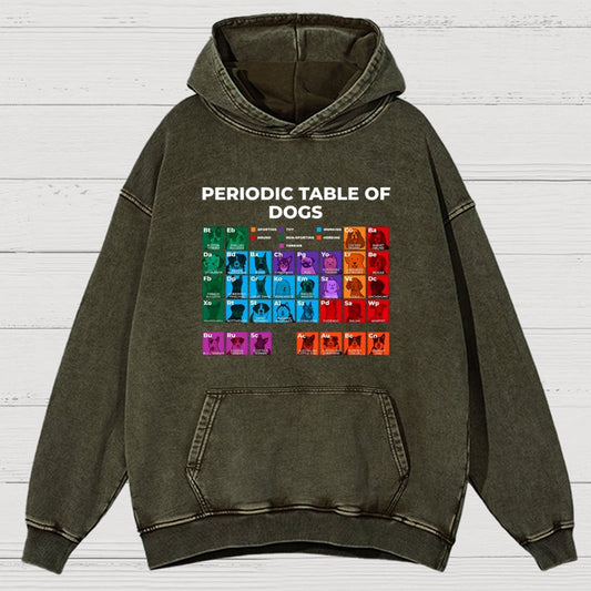 Periodic Table of Dogs  Dog Lover  Funny Science Vintage Distressed Hoodie