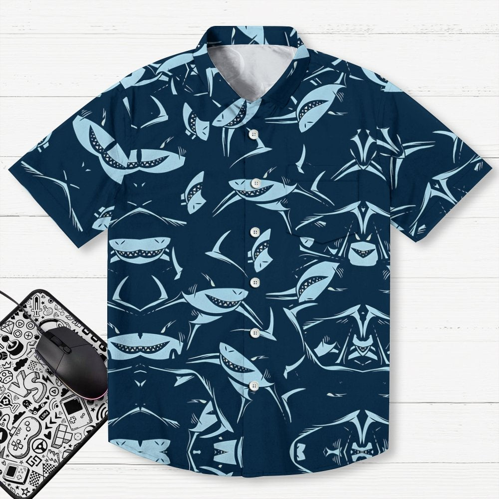 Shark Art Printed Geek Hawaiian Shirt