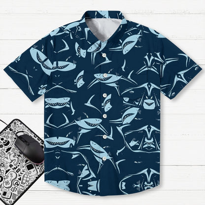 Shark Art Printed Geek Hawaiian Shirt