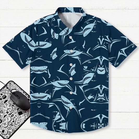 Shark Art Printed Geek Hawaiian Shirt