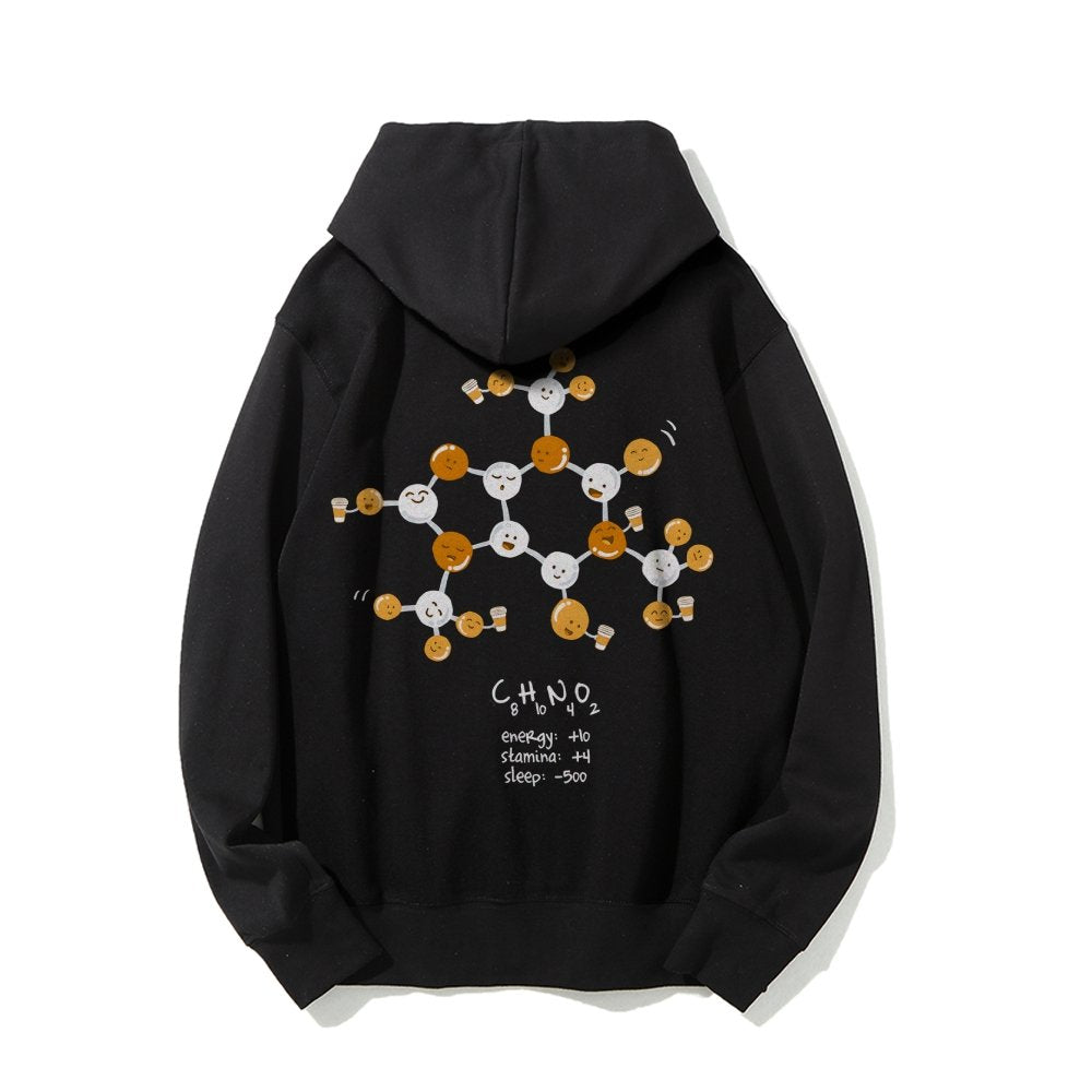 Caffeine Power Up Printed Back Unisex Cotton Hoodie