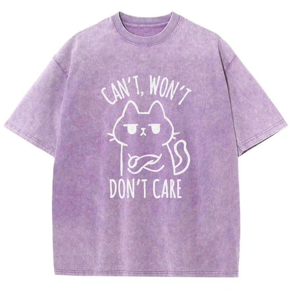 Can't Won't Don't Care Vintage Distressed T-shirt