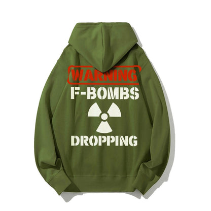 Warning F-Bombs Dropping Printed Back Unisex Cotton Hoodie
