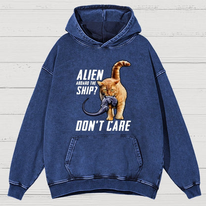 Top Cat Alien Aboard The Ship Don’T Care Vintage Distressed Hoodie