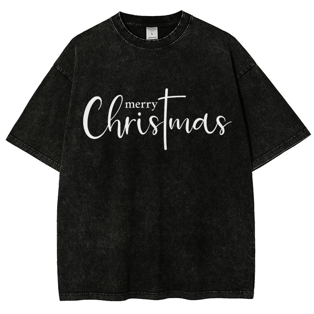 Merry Christmas .Christmas Cross Vintage Distressed T-shirt