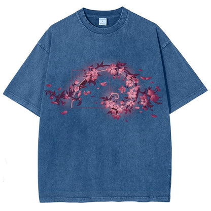 Golden Sakura Season Vintage Distressed T-shirt