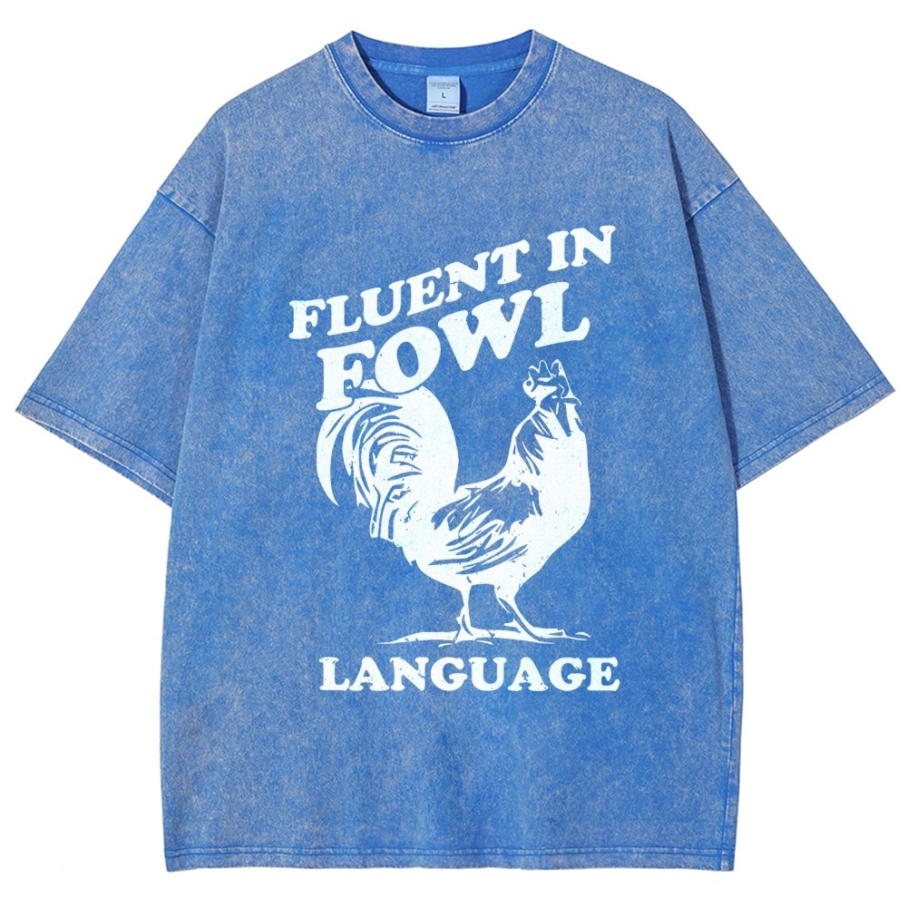 Chicken Turkey Fluent In Fowl Language Vintage Distressed T-shirt