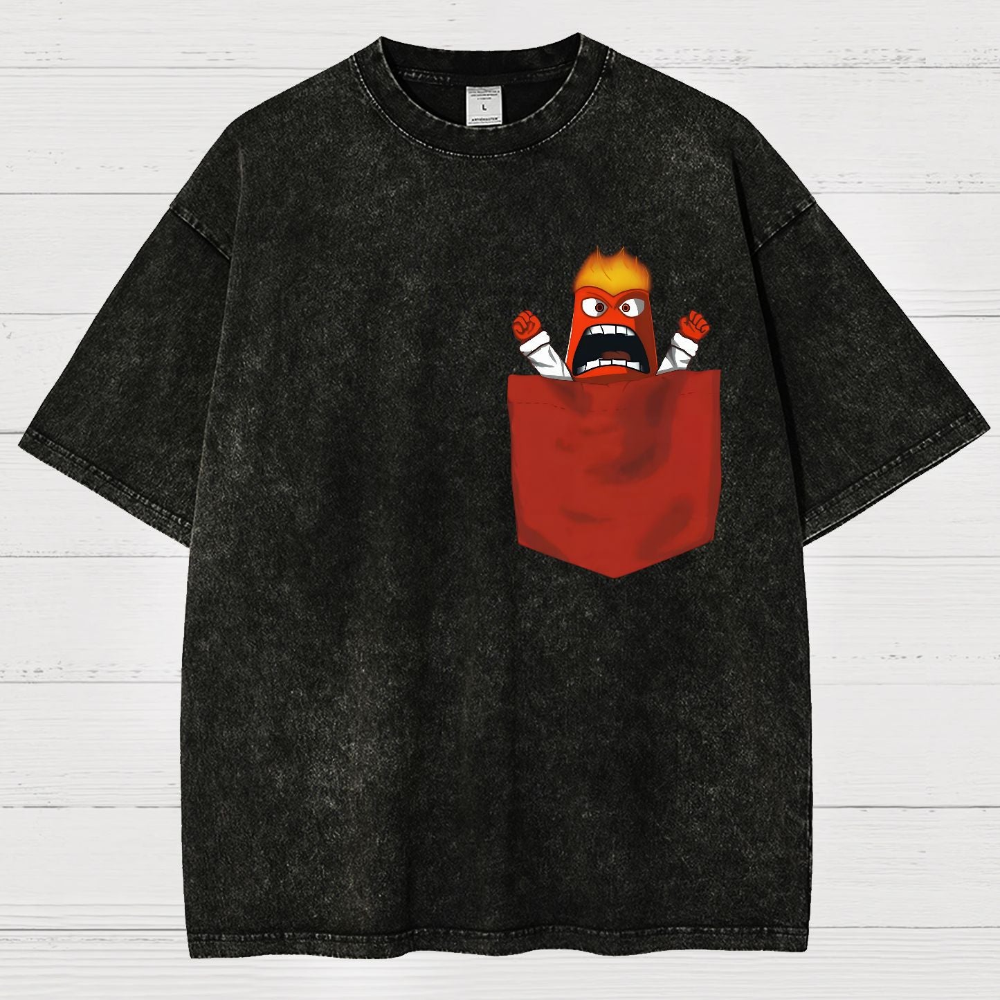 Angry Pocket Fire Monster Vintage Distressed T-shirt
