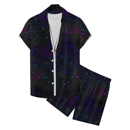 Cool Starry Sky Print Hawaiian Shirt Set