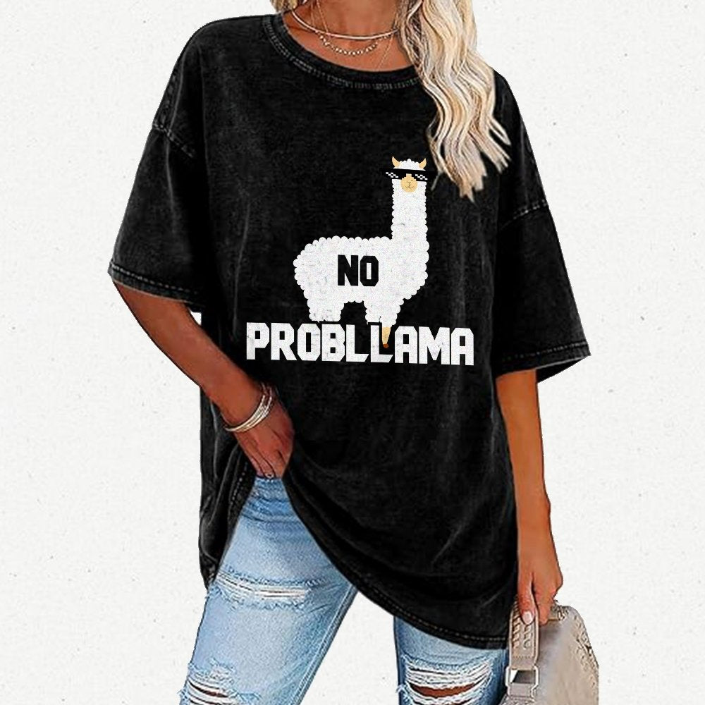 No Probllama Vintage Distressed T-shirt