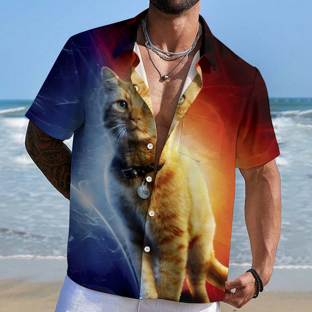 Goose Cat Alien Geek Hawaiian Shirt