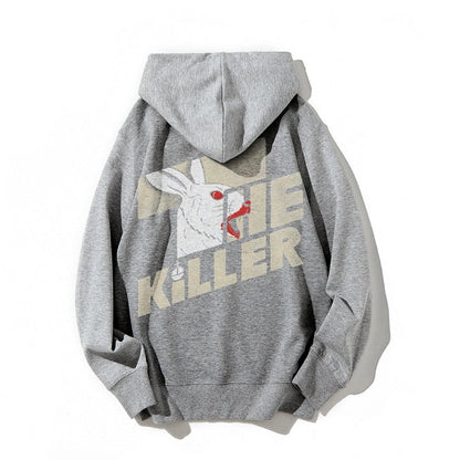 Mysterious Rabbit Printed Back Unisex Cotton Hoodie