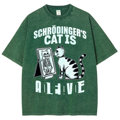 Schrödinger's Cat Dead And Alive Männer Vintage Distressed T-shirt