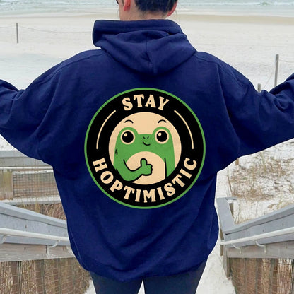 Stay Hoptimistic Printed Back Unisex Cotton Hoodie