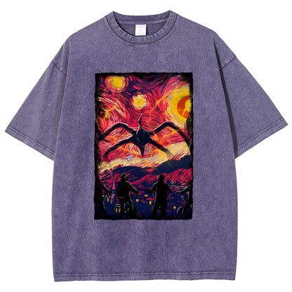 Monster In Starry Night Vintage Distressed T-shirt