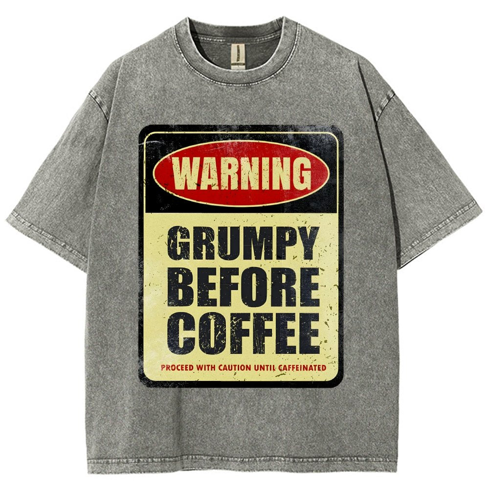Grumpy Before Coffee Vintage Distressed T-shirt 2412001060