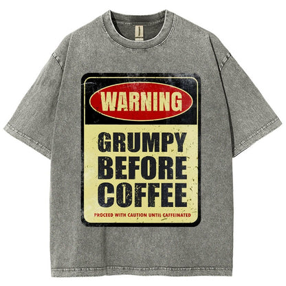 Grumpy Before Coffee Vintage Distressed T-shirt 2412001060