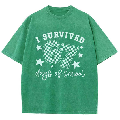 I Survived 67 Days of School Vintage Distressed T-shirt