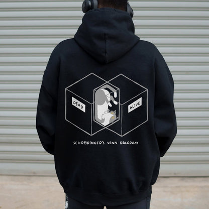Schrodingers Venn Diagram Printed Back Unisex Cotton Hoodie