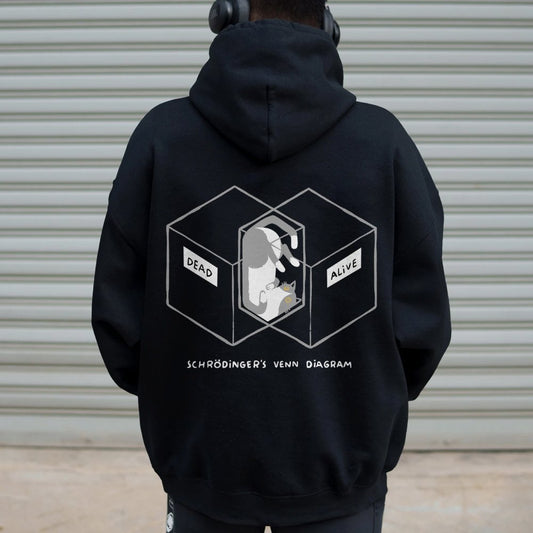 Schrodingers Venn Diagram Printed Back Unisex Cotton Hoodie