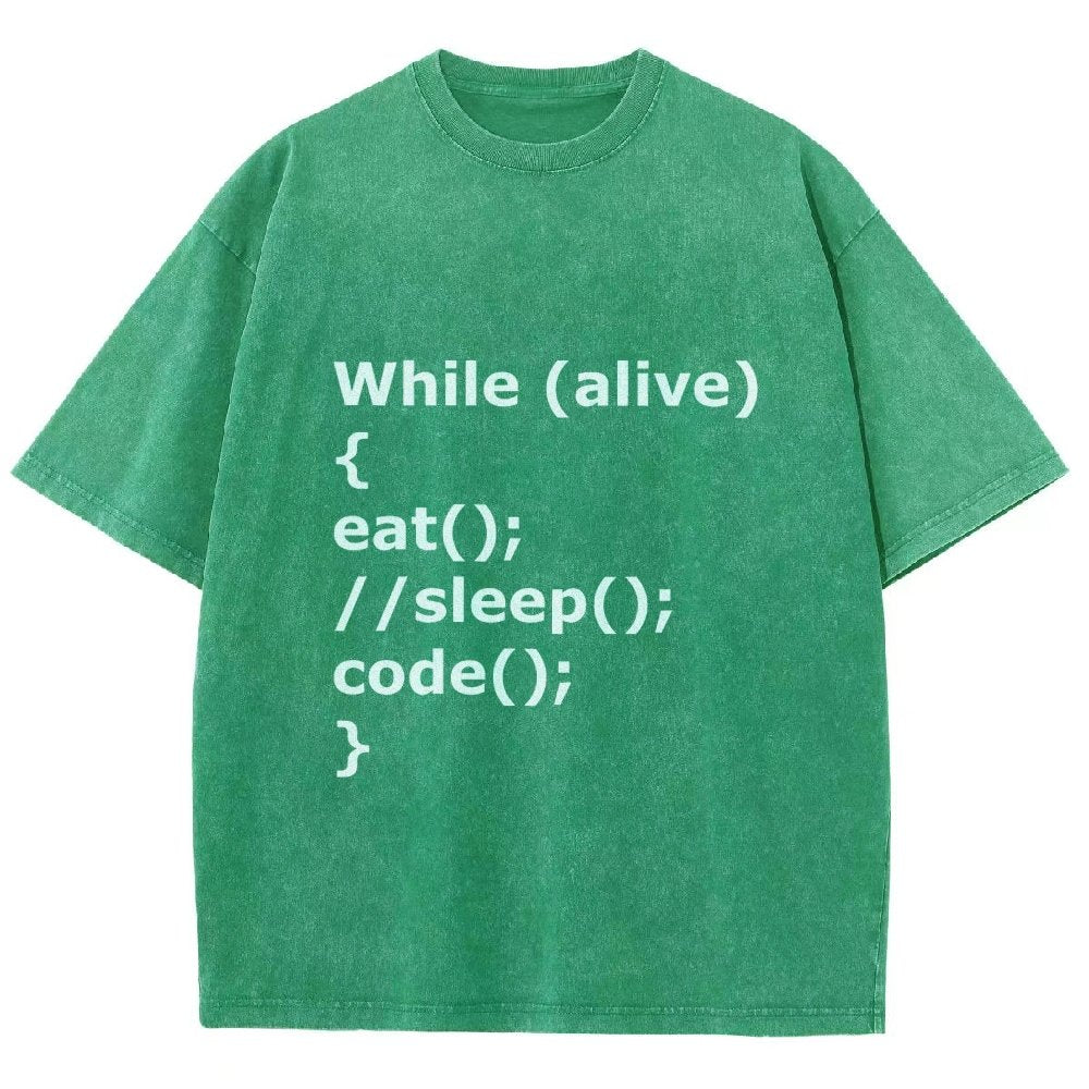 While Alive Eat No Sleep Code Vintage Distressed T-shirt