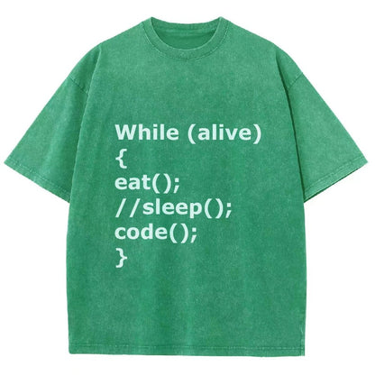 While Alive Eat No Sleep Code Vintage Distressed T-shirt