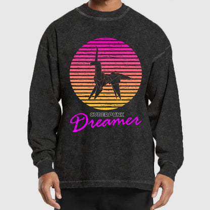 Cyberpunk Dreamer Washed Long Sleeve Tee