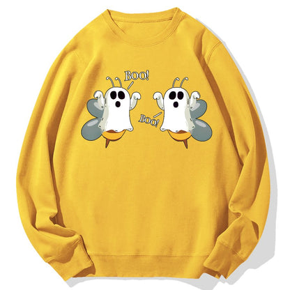 Ghost Bees Saying Boo Funny Halloween Geek Cotton Sweatshirt