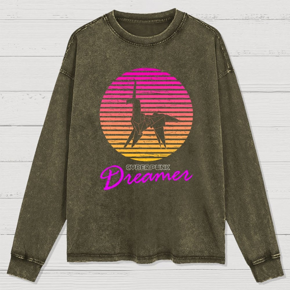 Cyberpunk Dreamer Washed Long Sleeve Tee