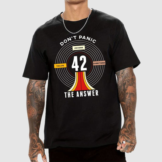 Nice Don't Panic 42 The Answer To Life Geek T-Shirt