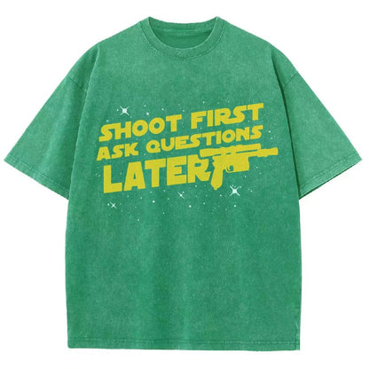 Shoot First Ask Questions Later Vintage Distressed T-shirt