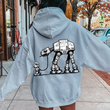 Galactic Robot Dog - Planetary Skirmishes Printed Back Unisex Cotton Hoodie