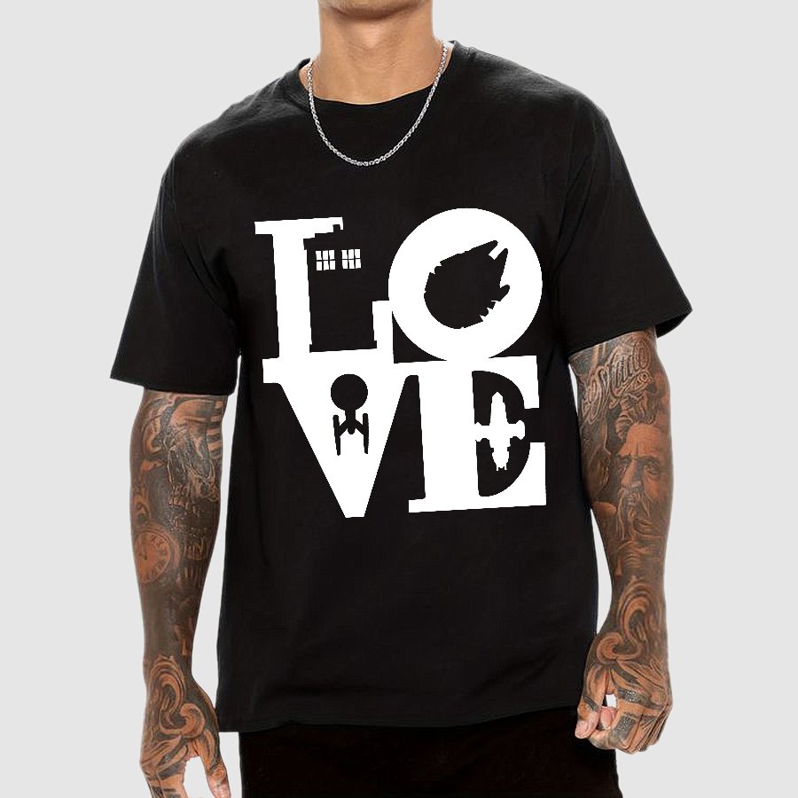 I Love SciFi Black Geek T-Shirt