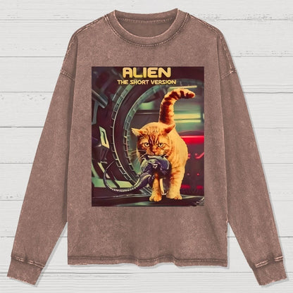 Mystery Cat Heavy Washed Long Sleeve Tee