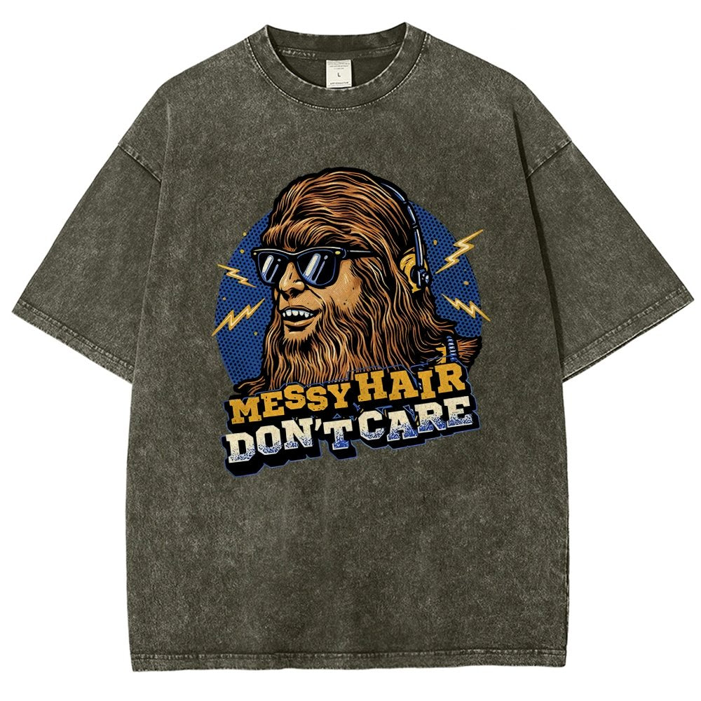 Messy Hair Don't Care Vintage Distressed T-shirt