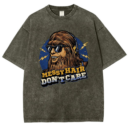 Messy Hair Don't Care Vintage Distressed T-shirt