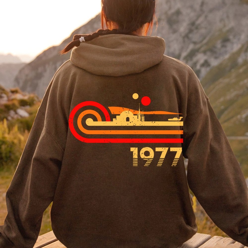 Retro Vintage Desert Planet Printed Back Unisex Cotton Hoodie
