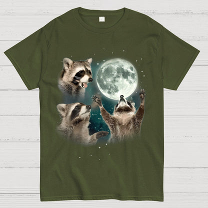 Three Raccoons Moon Geeky T-Shirt