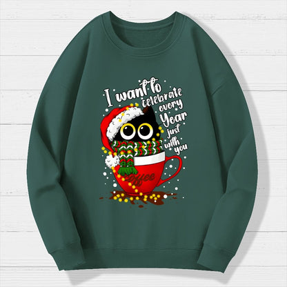 Christmas Cat Geek Cotton Sweatshirt