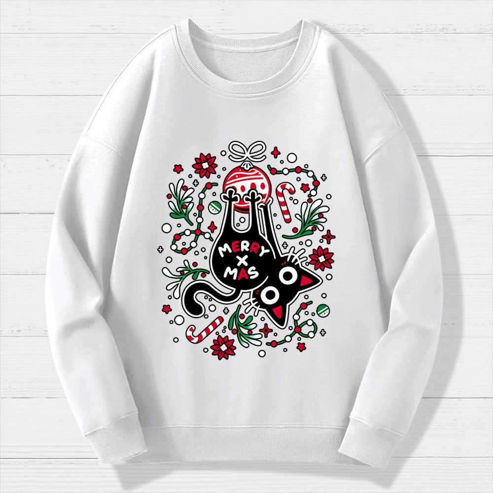Christmas Cat Butt Geek Cotton Sweatshirt
